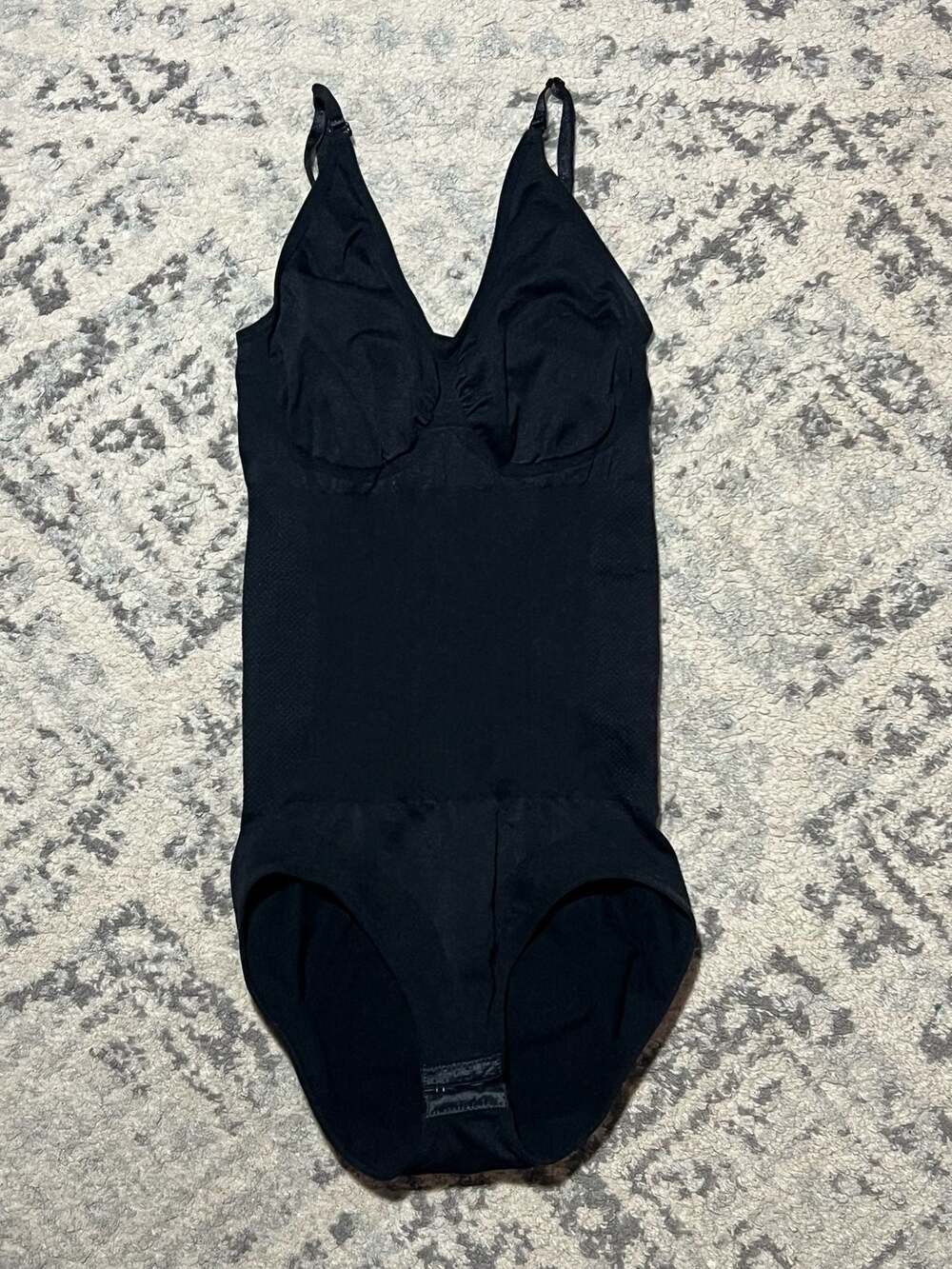 Black Tummy Control Shapewear Bodysuit with Adjustable Straps Size M/L